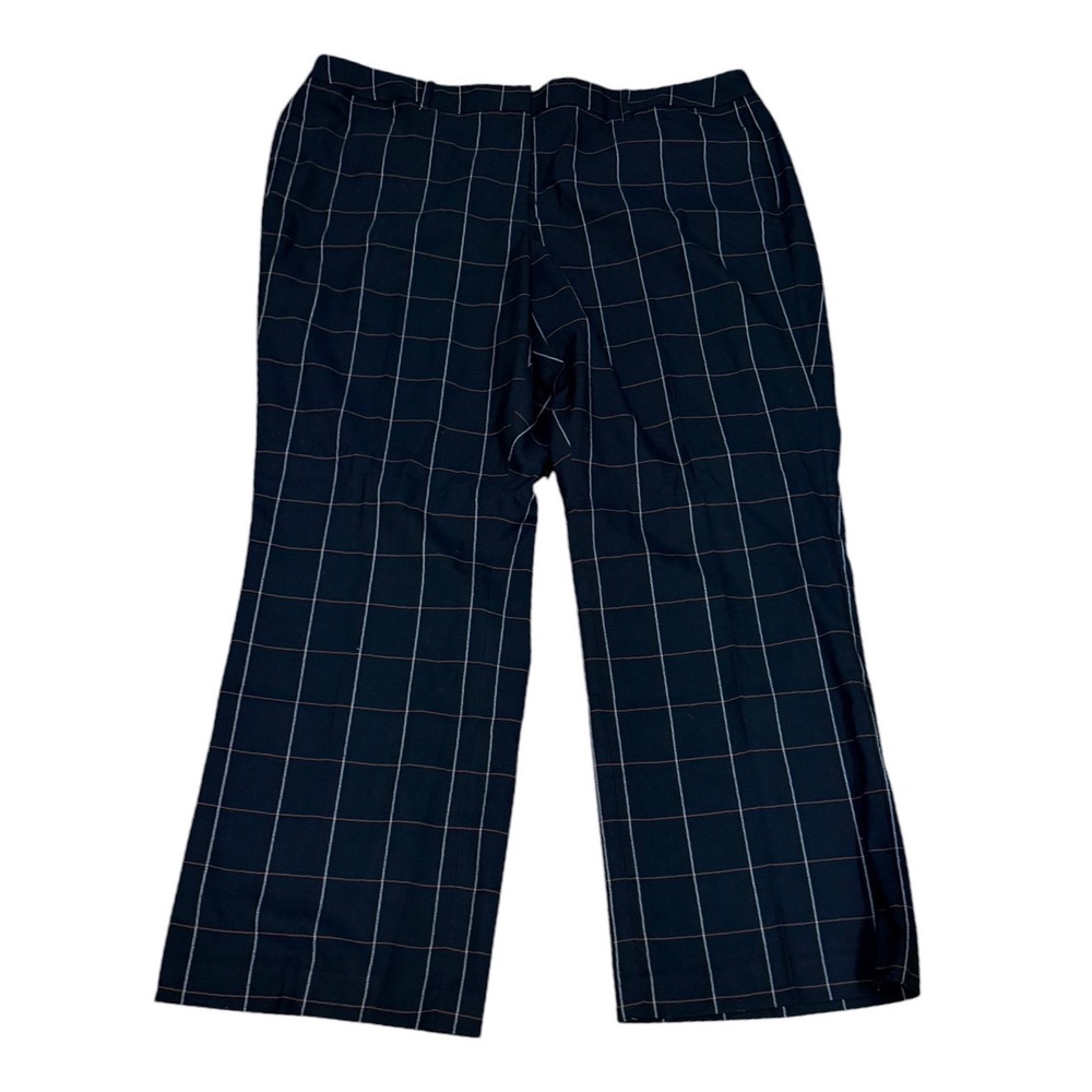 Lane Bryant The Houston Navy Blue Windowpane Plaid Wide Leg Dress Pants 22
